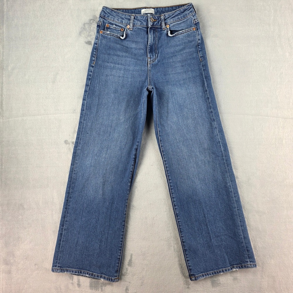 Zara Woman Premium Denim Collection Blue Wide Leg High Rise Jeans Size 2 MEX 24
